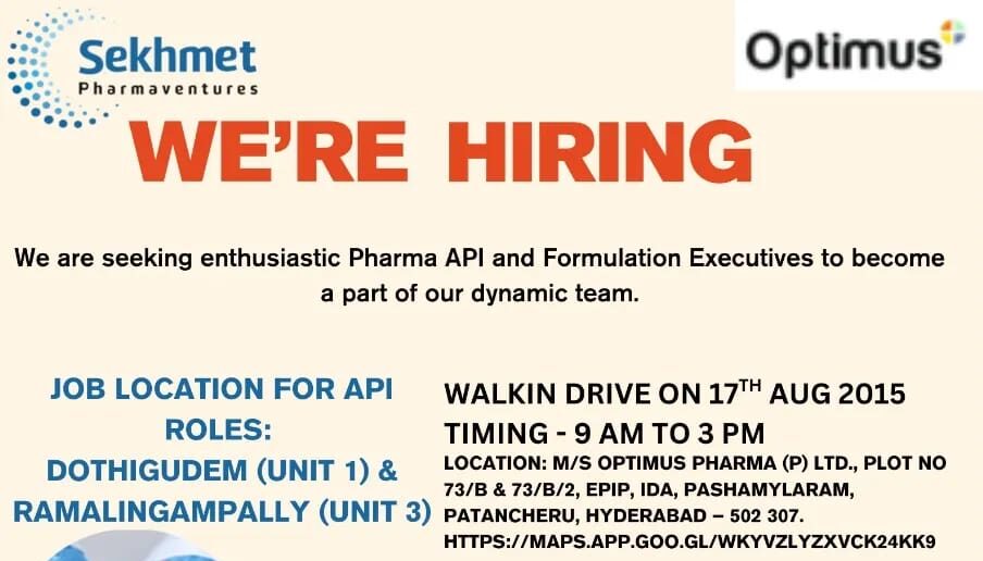 Sekhmet Pharma ventures & Optimus Pharma