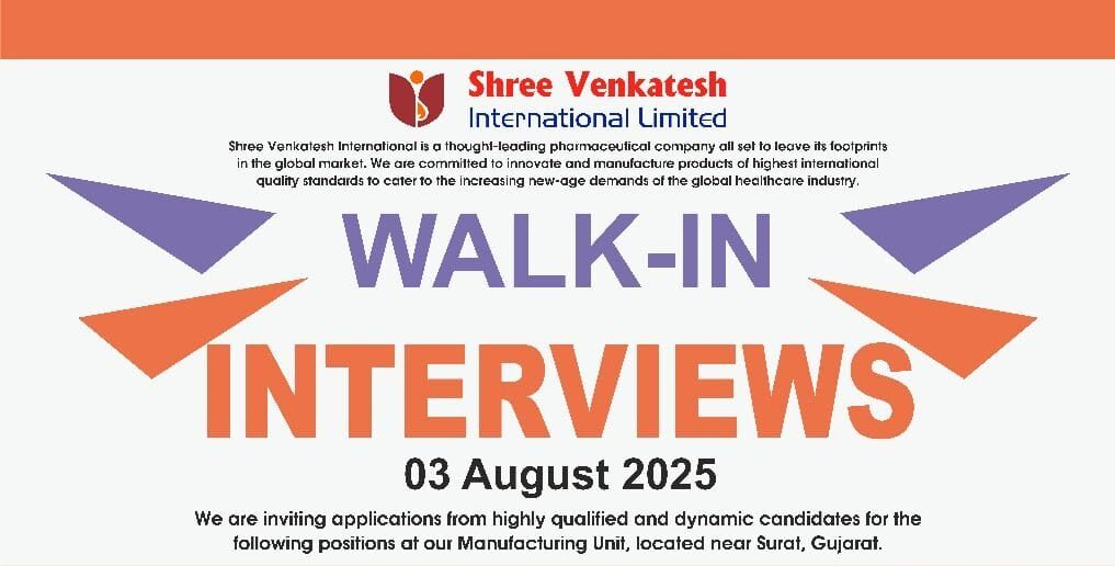 Shree Venkatesh Pharma Walk-In Interview Surat 2025
