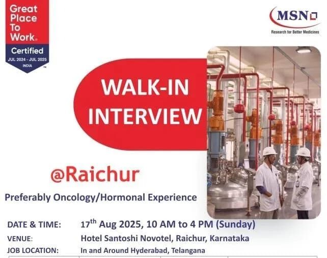 Walk-In Interview in Raichur for Oncology/Hormonal Experience