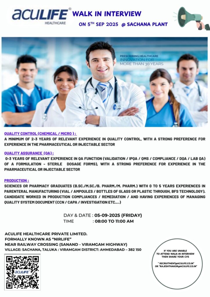 Aculife Healthcare Walk-in Interview