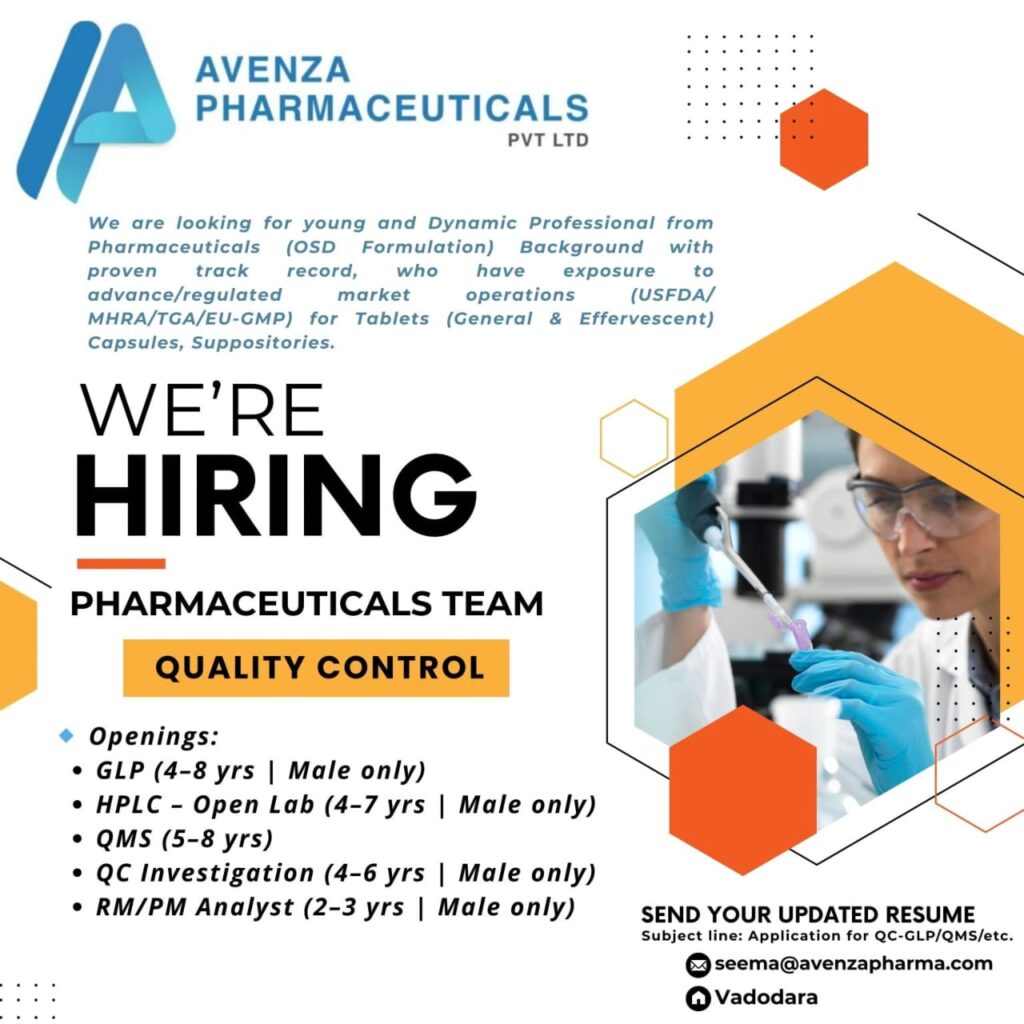 5+quality control job openings in pharmaceuticals