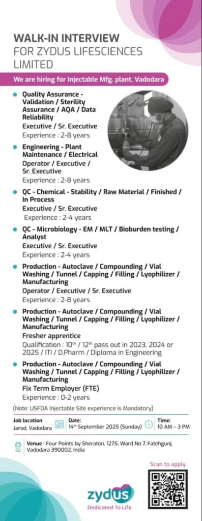 Zydus Lifesciences Job Vacancy 2025