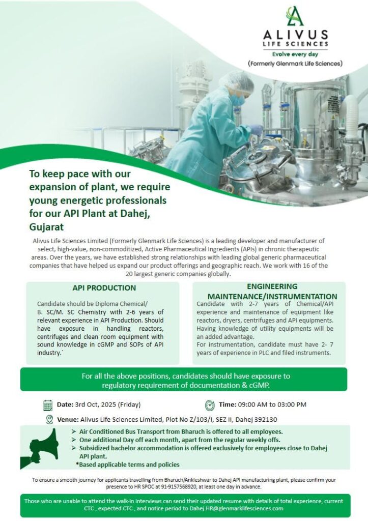 API Production Job Vacancy in Dahej 2025