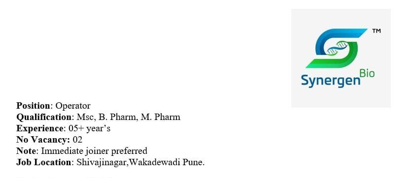 LC-MS/MS Operator Job in Pune 2 Vacancies