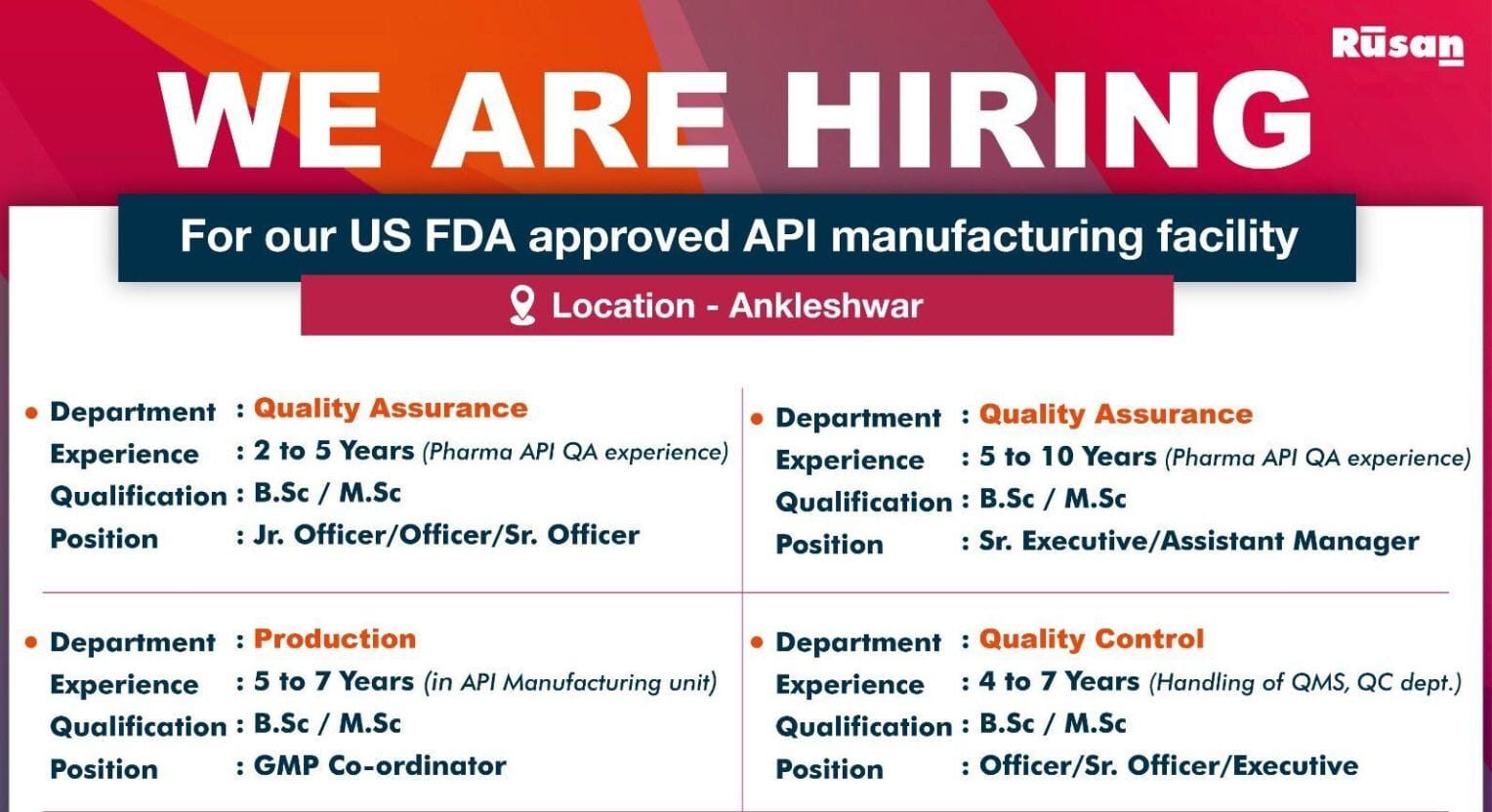 Rusan Pharma Job Vacancies 2025