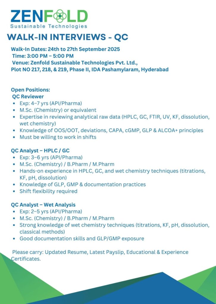 Zenfold QC Jobs Hyderabad 2025