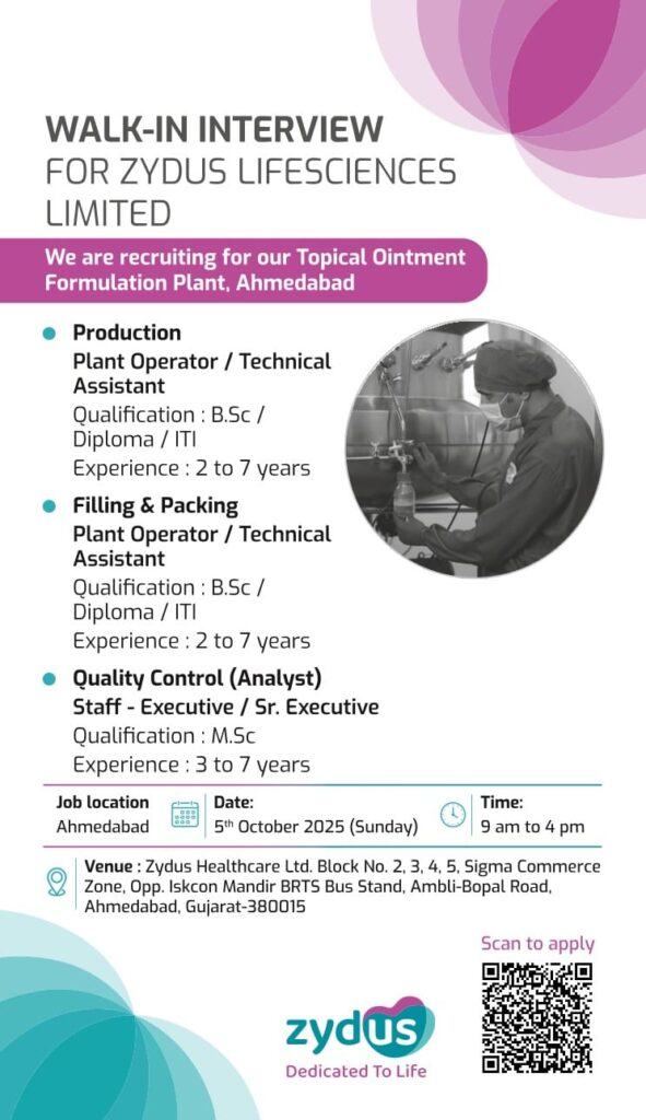 Zydus Lifesciences Job Vacancy 2025