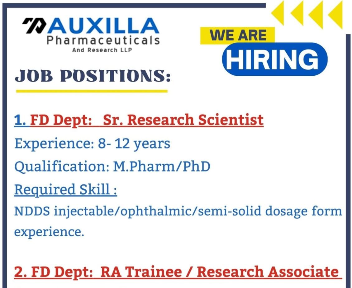 Auxilla Pharma is Hiring Exciting R&D Opportunities