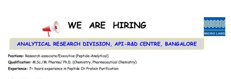 Banglore Micro Lab job for Peptide Analytical