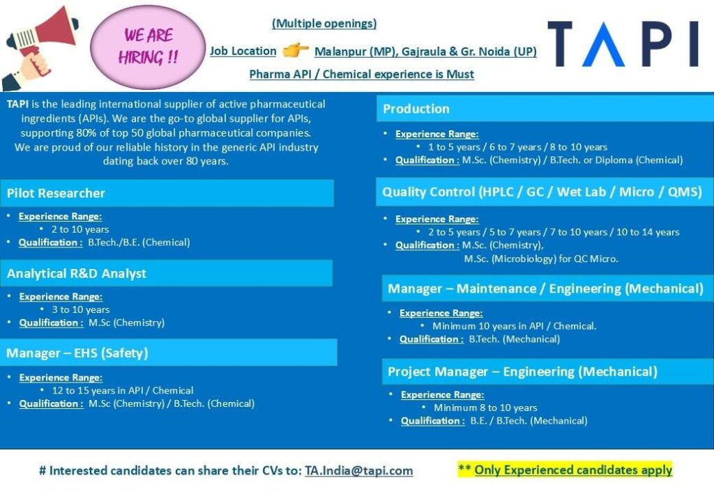 Exciting Opportunities in Pharma API 