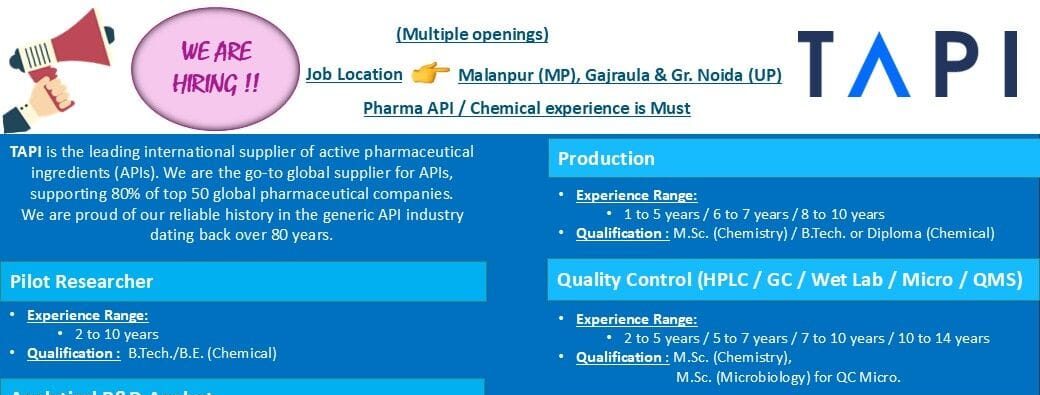 Exciting Opportunities in Pharma API