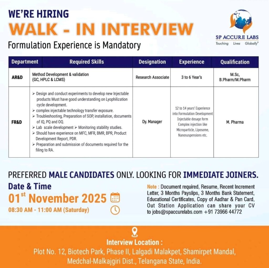 Formulation Jobs in Hyderabad 