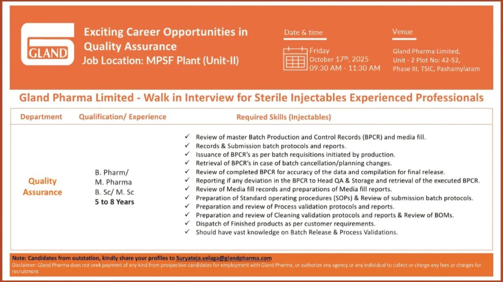 Quality Assurance Job vacanccy 2025 