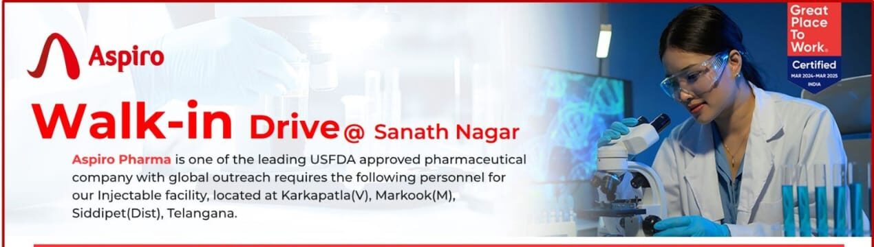 Walk-in Drive 2025 Sanath Nagar Aspiro Pharma