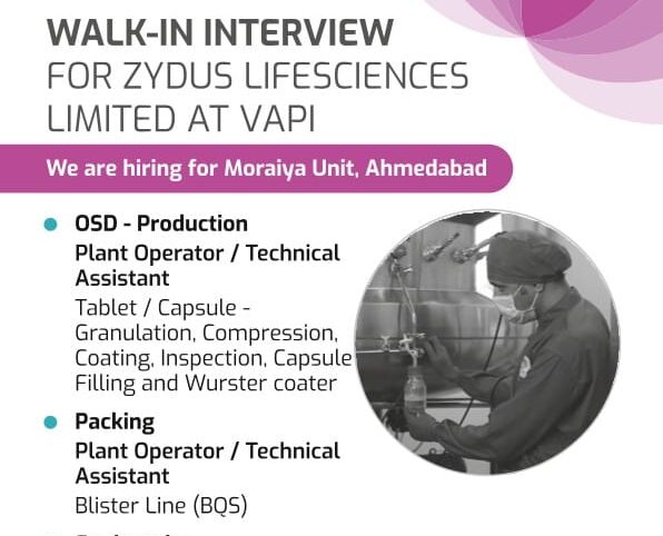 Exciting Opportunities at Zydus Lifesciences Vapi