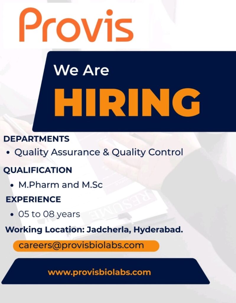 Explore job vacancies at Provis BioLabs