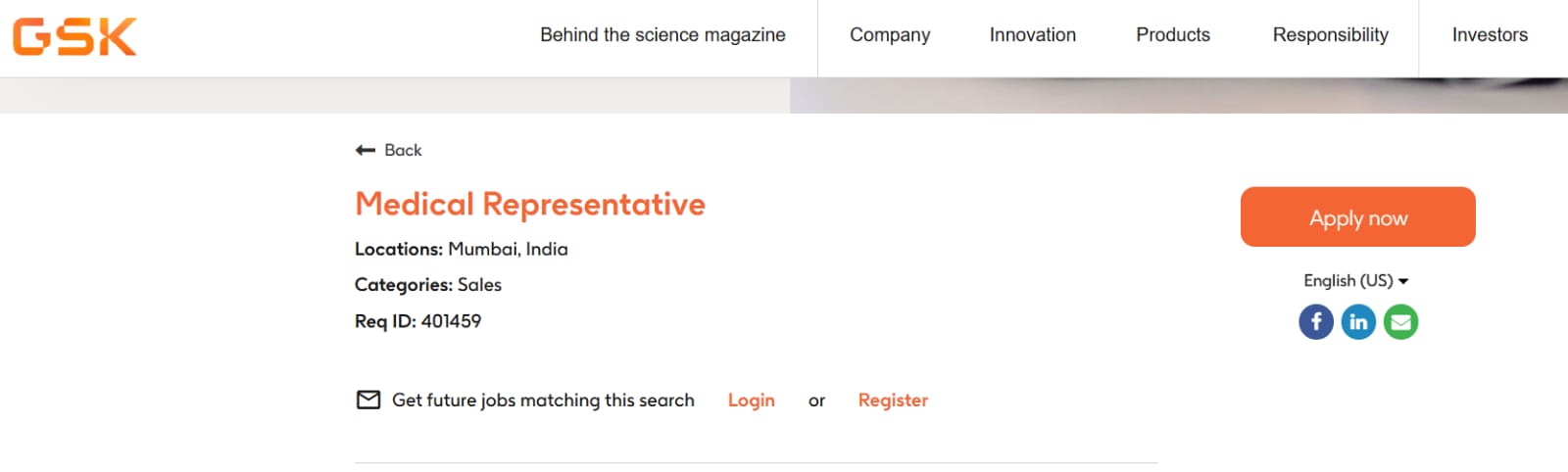 Medical Representative Job Vacancy at GSK