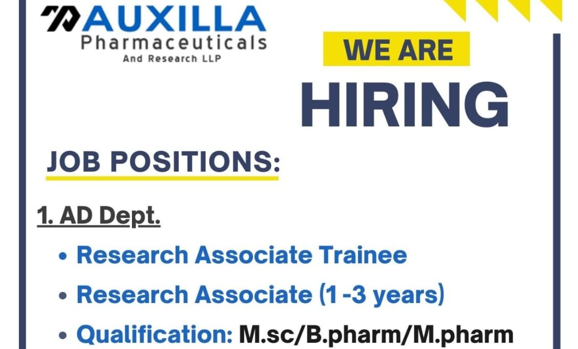 Auxilla Pharma Job Vacancy 2025