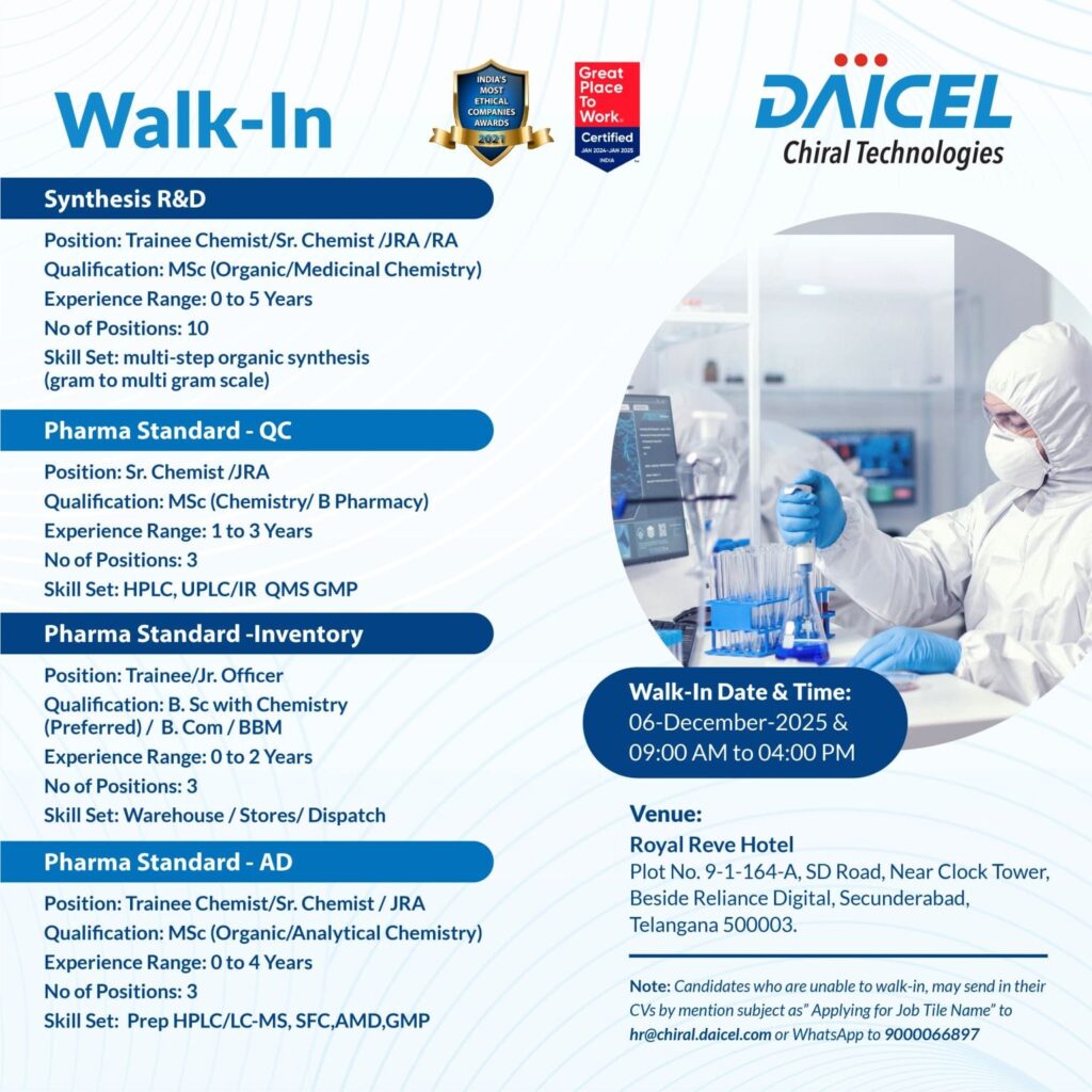 Daicel Chiral Technologies Walk-In Interview 2025