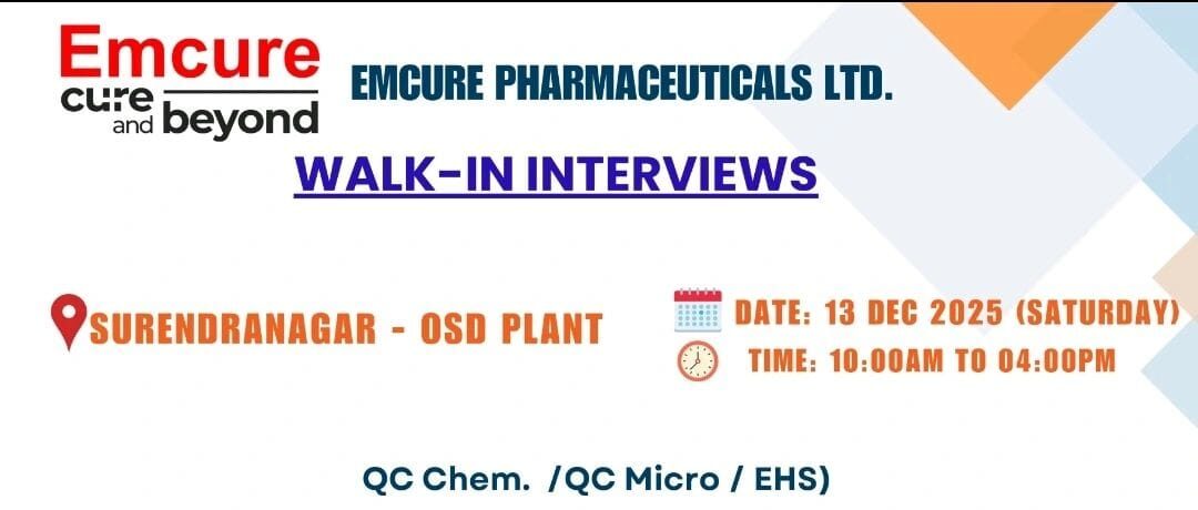 Emcure Pharma Job Vacancy 2025