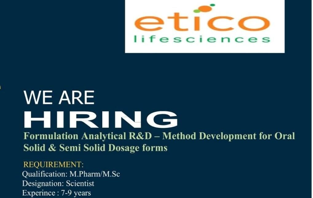 Etico Lifesciences Job Vacancy 2025