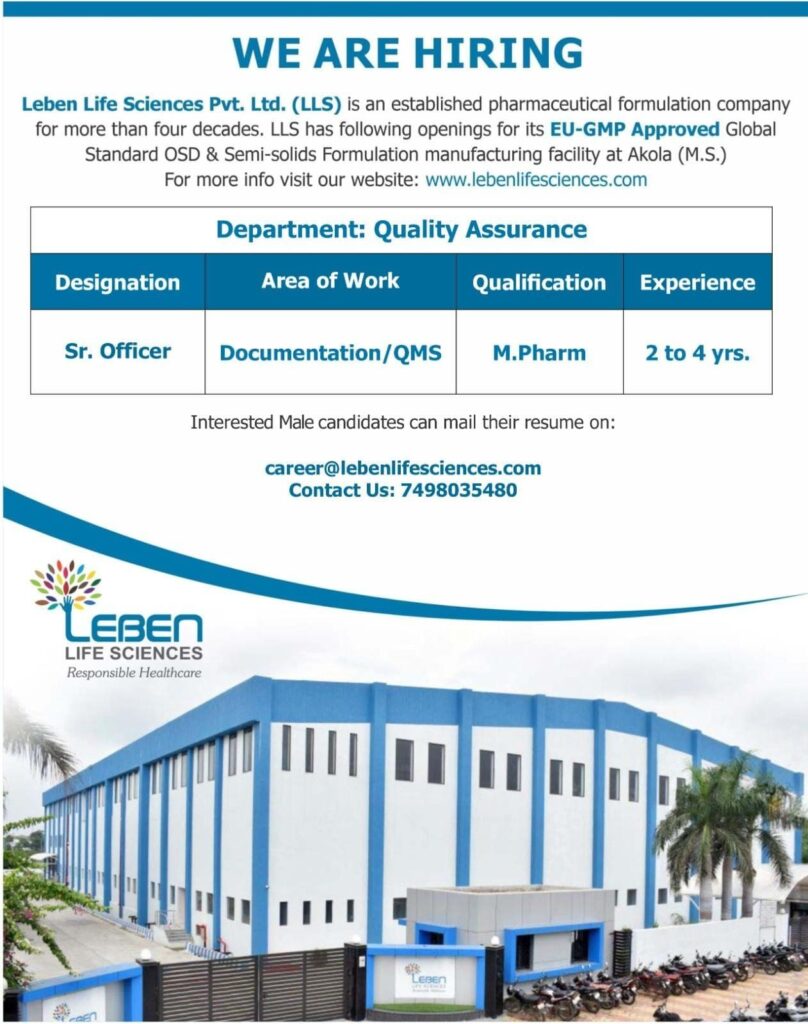 Leben Life Sciences Job Vacancy 2025