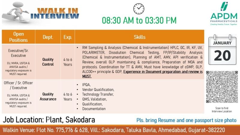 APDM Pharmaceuticals Walk In Interview 2026