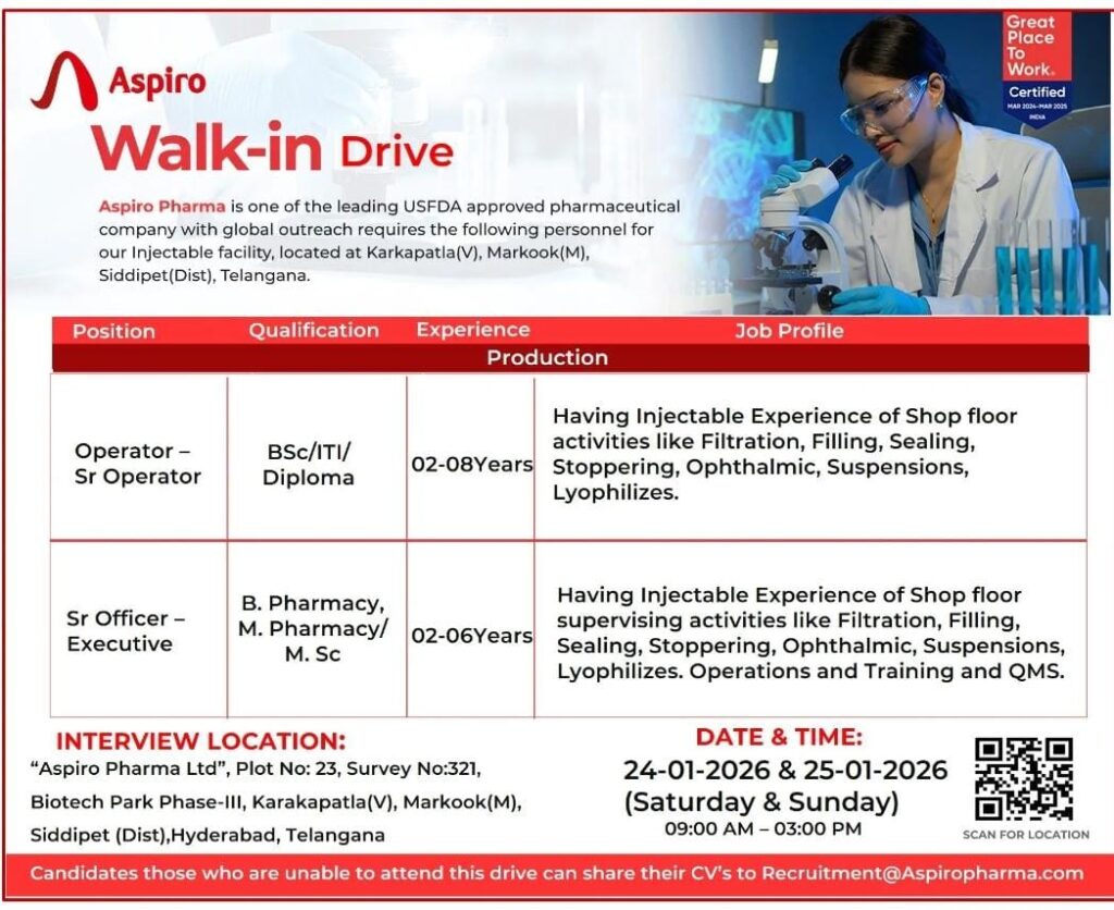 Aspiro Pharma Walk-In Drive 2026