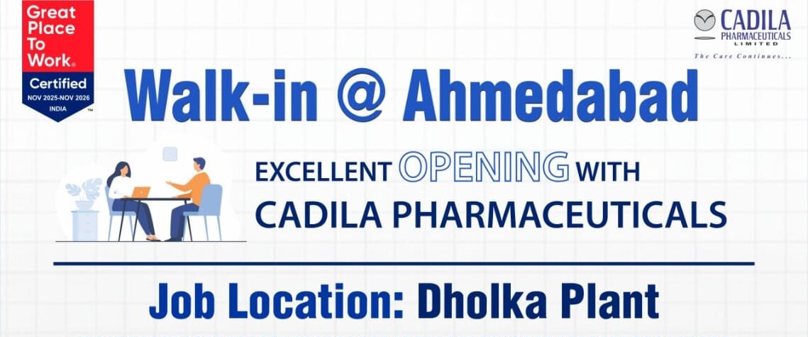Cadila Pharmaceuticals Walk in Interview