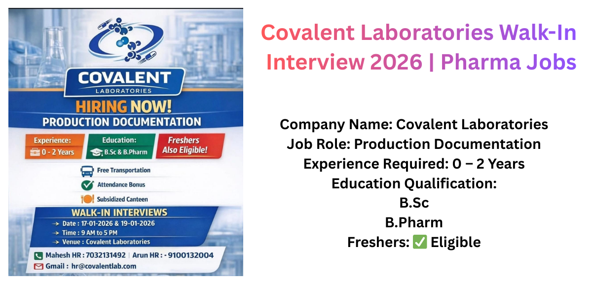 Covalent Laboratories Walk-In Interview 2026