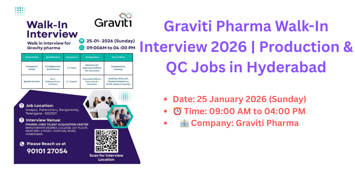 Graviti Pharma Walk-In Interview 2026