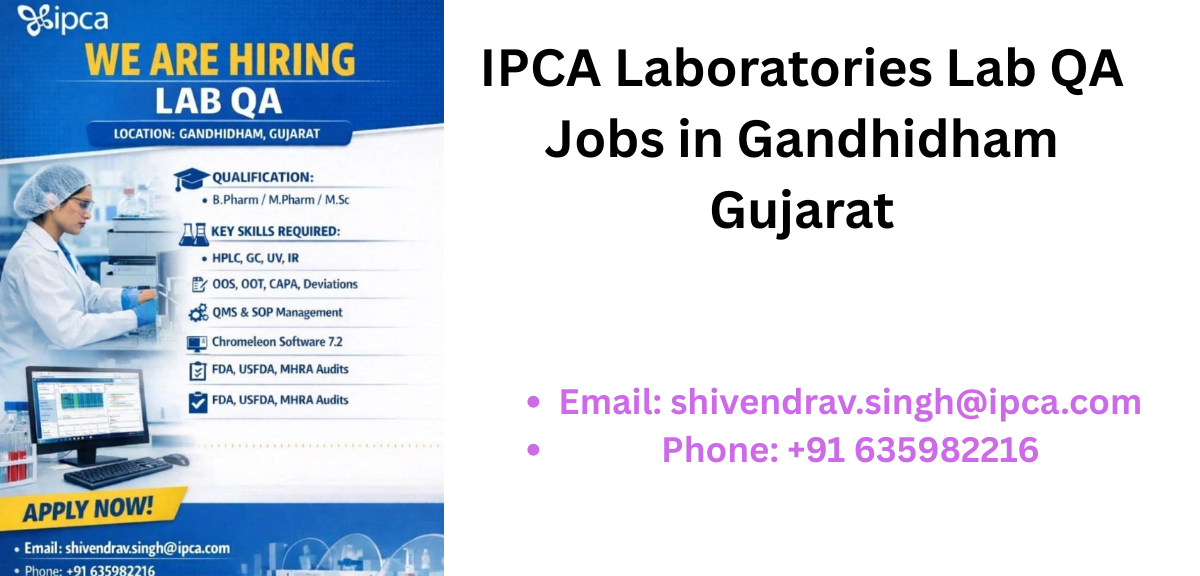 IPCA Laboratories Lab QA Jobs