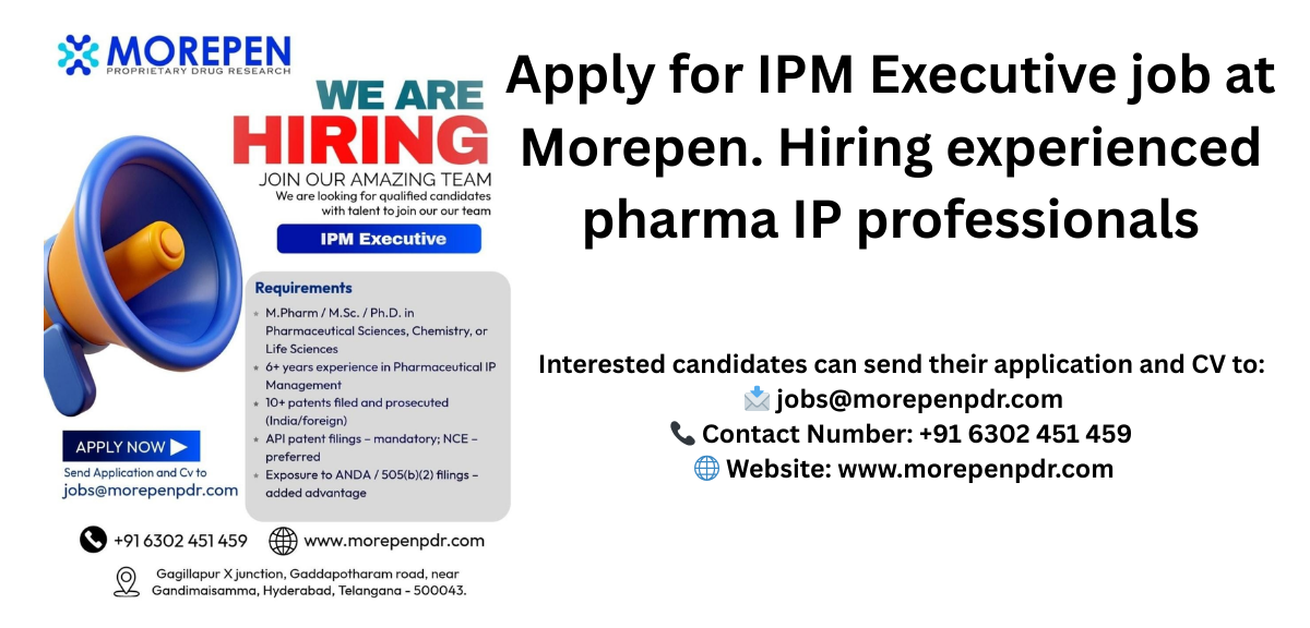 IPM Executive Job at Morepen Pharma IP Careers