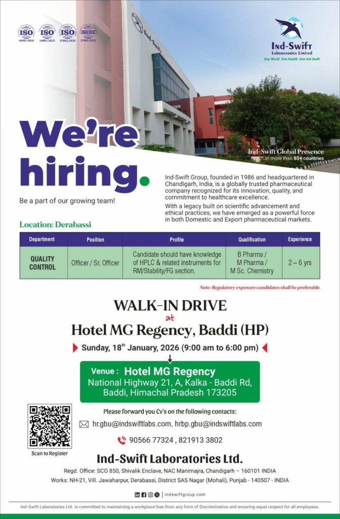 Ind Swift Laboratories Walk In Drive 2026