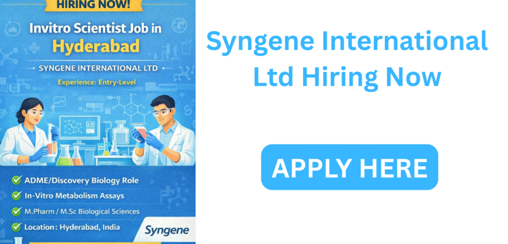 Invitro Scientist Job in Hyderabad