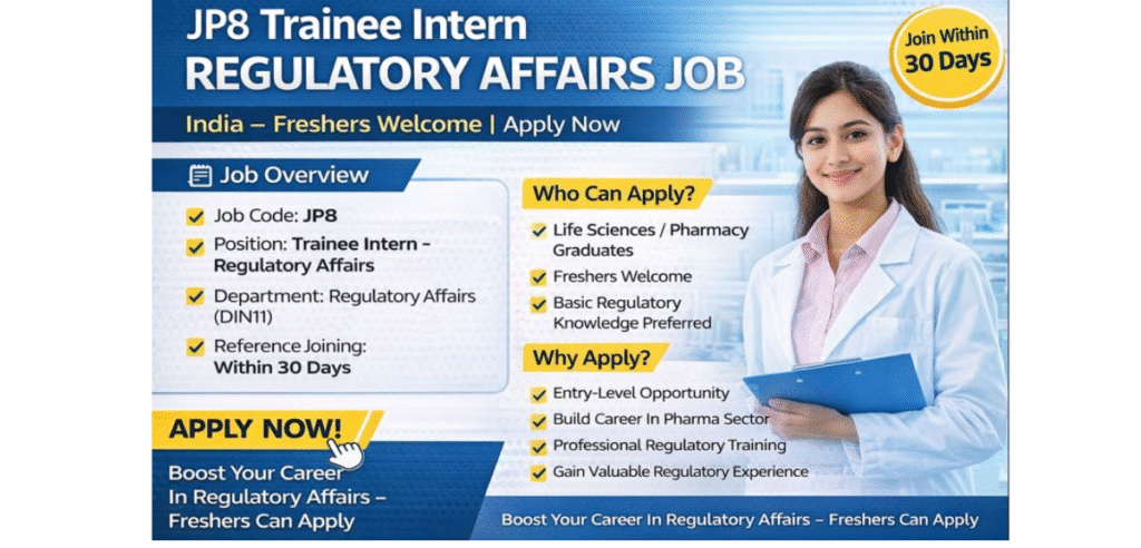 JP8 Trainee Intern Regulatory Affairs Job