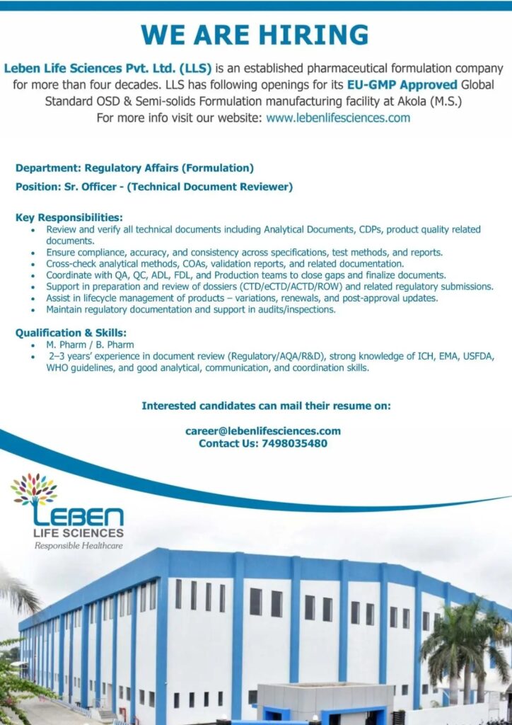 Leben Life Sciences Recruitment 2026