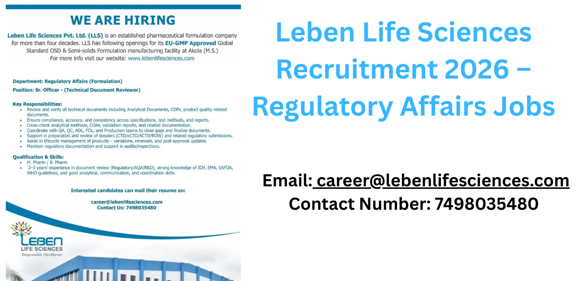 Leben Life Sciences Recruitment 2026