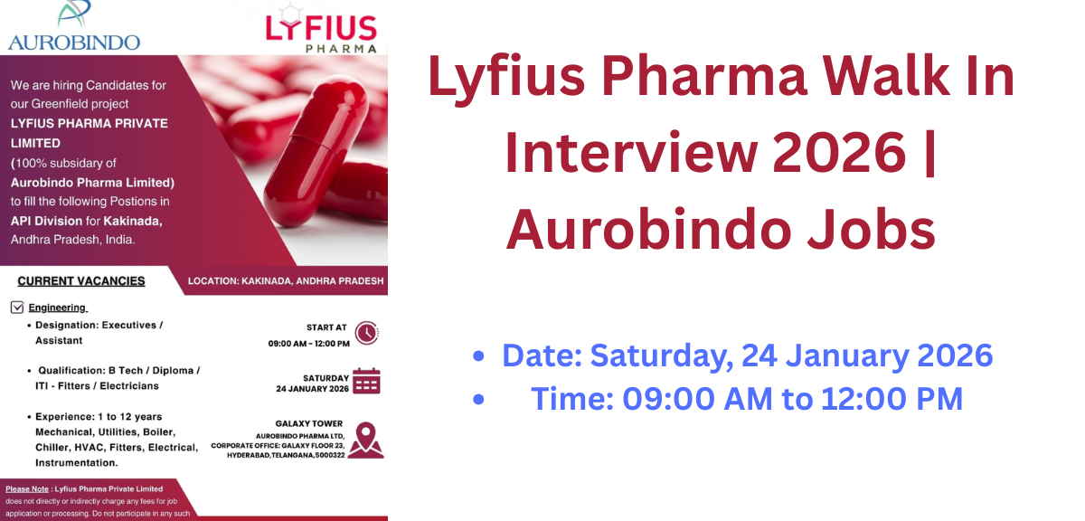 Lyfius Pharma Walk In Interview 2026