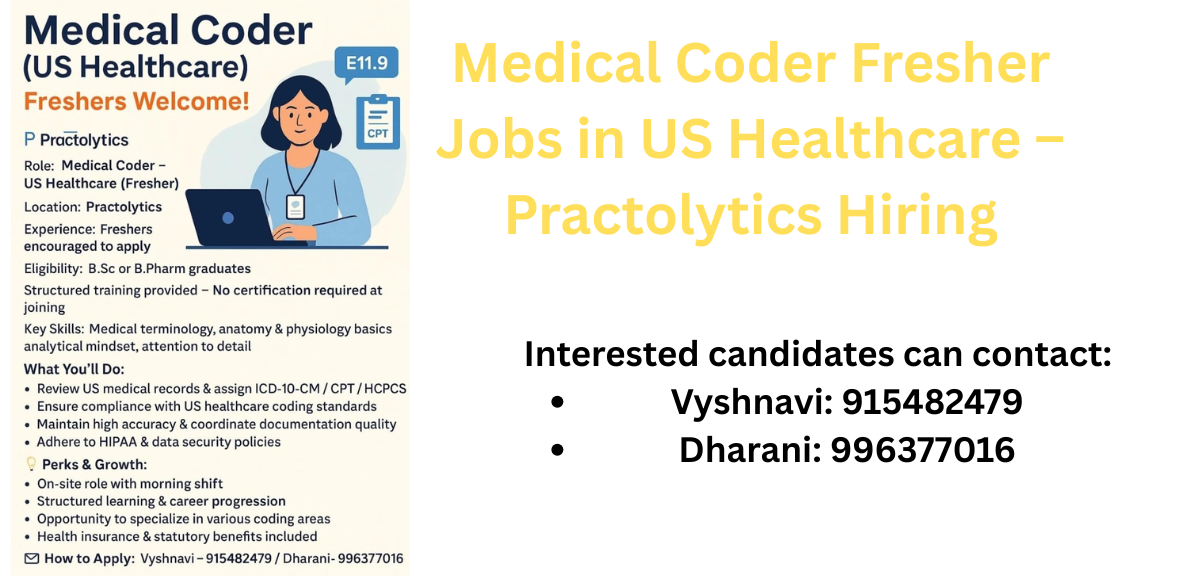 Medical coder fresher jobs in US healthcare