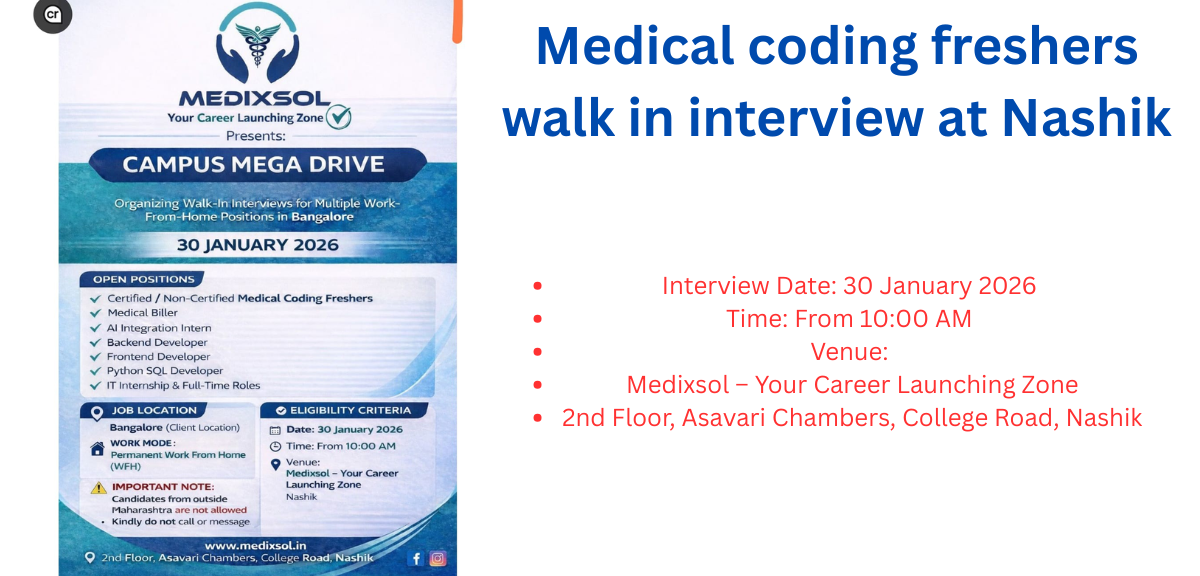 Medical coding freshers walk in interview at Nashik