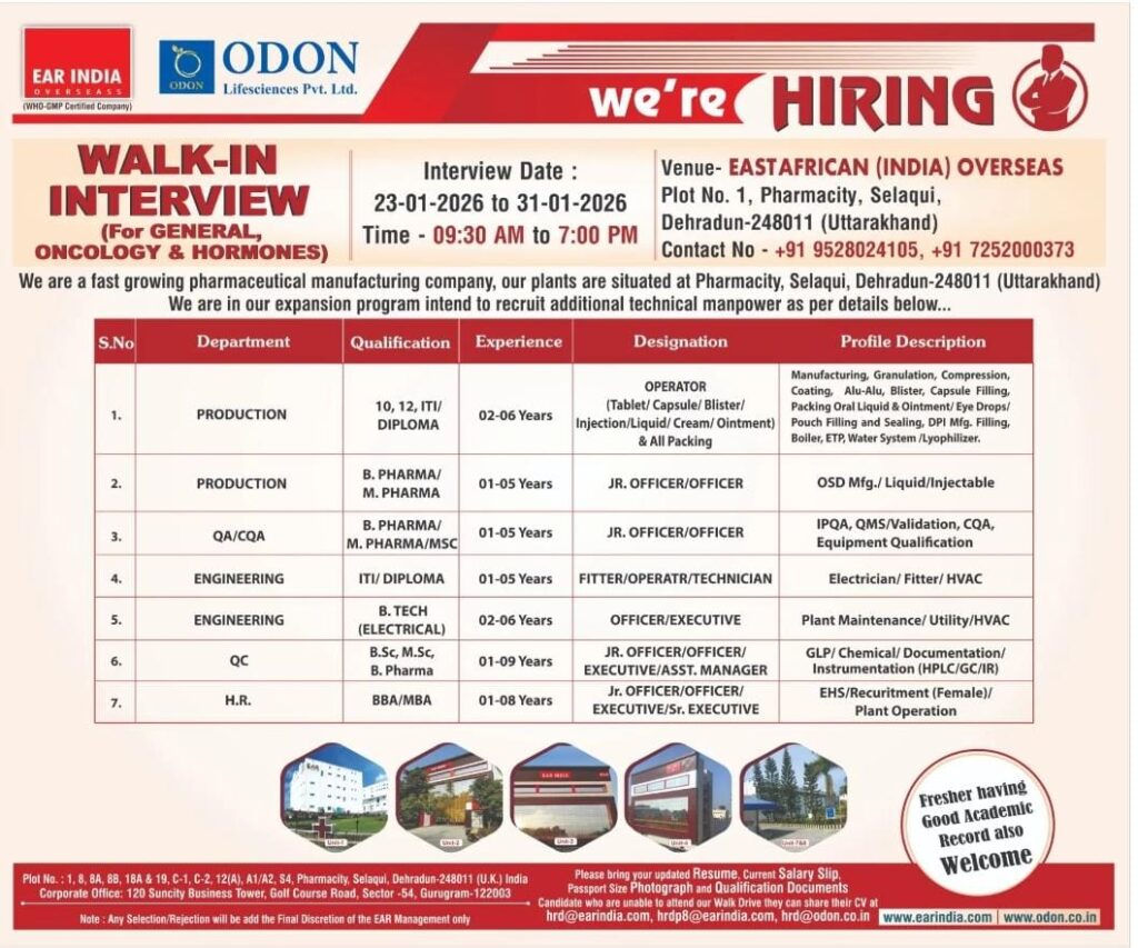 ODON Lifesciences Walk-In Interview 2026