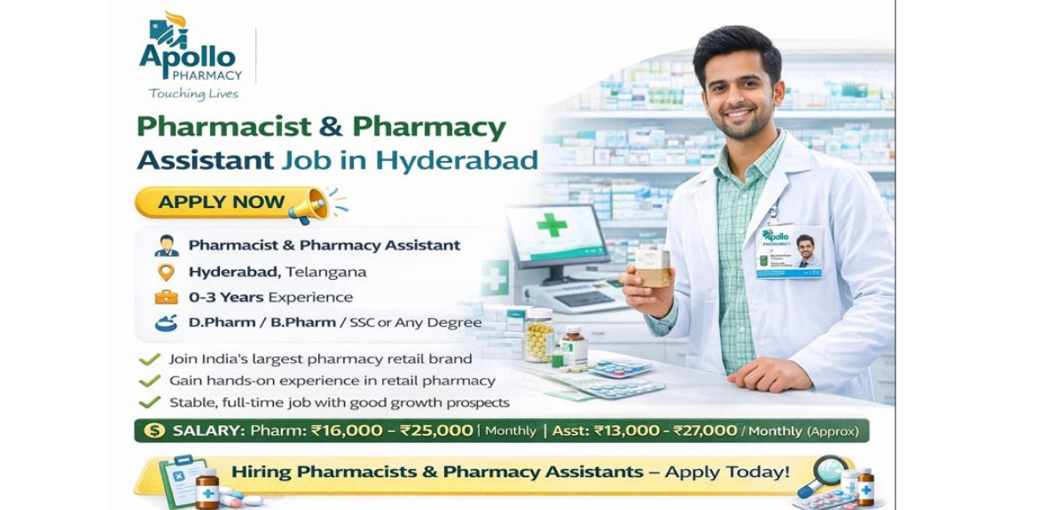 Pharmacist & Pharmacy Assistant Job in Hyderabad