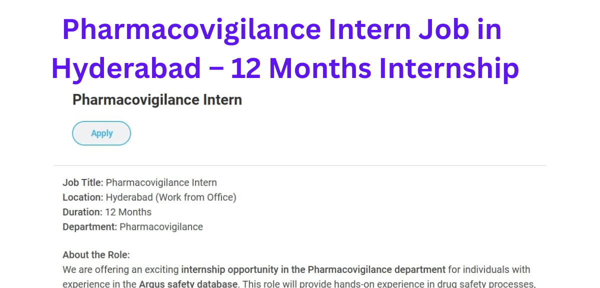 Pharmacovigilance Intern Job