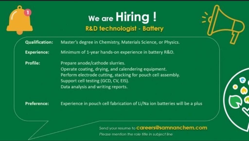 R&D Technologist Battery Job 2026