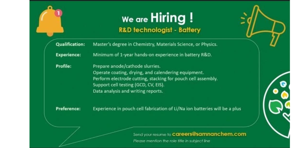 R&D Technologist Battery Job 2026
