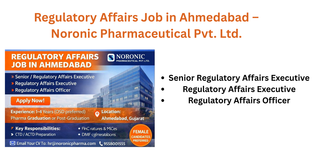 Regulatory Affairs Job in Ahmedabad