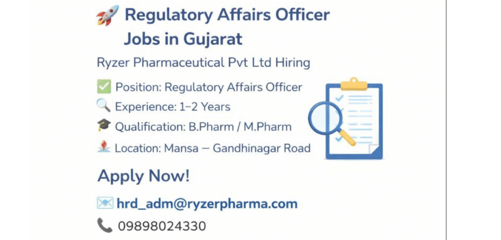 Regulatory Affairs Officer Jobs in Gujarat