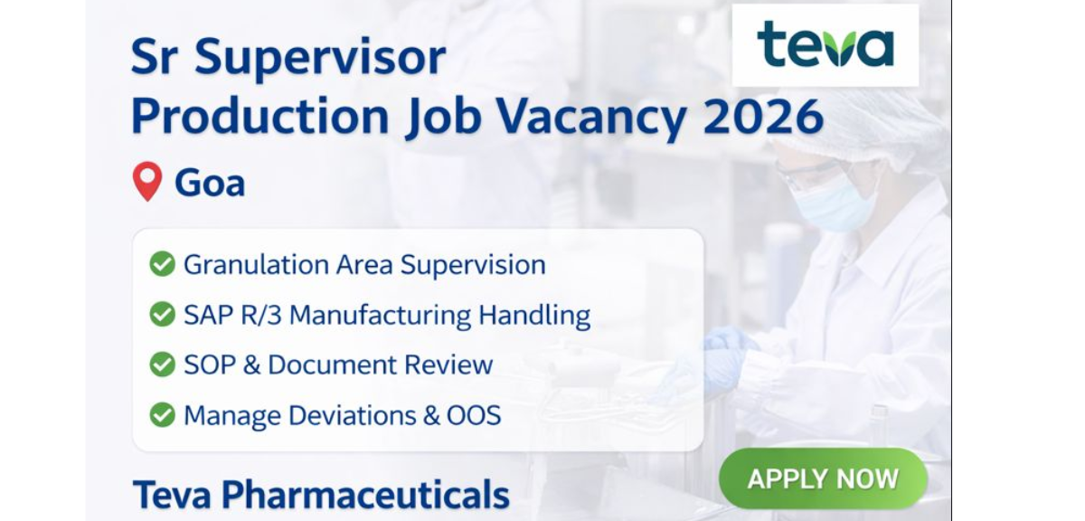 Sr Supervisor Production Job Vacancy 2026