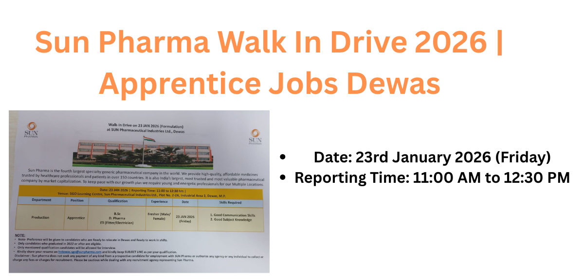 Sun Pharma Walk In Drive 2026